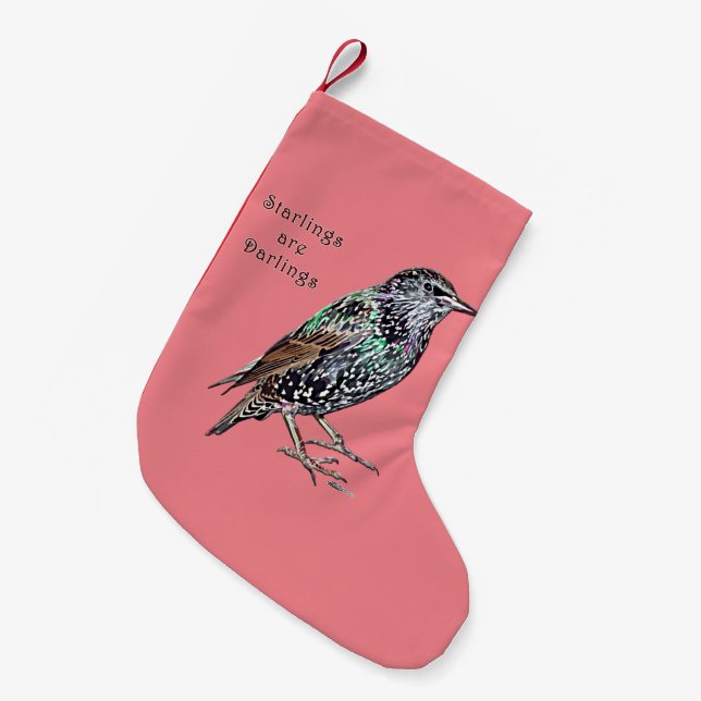 Starlings sind Darlings Kleiner Weihnachtsstrumpf (Vorderansicht (hängend))