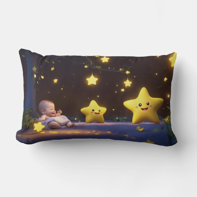 Starlit Dreams: Whimsikkissen für Kinder Lendenkissen (Vorderseite)