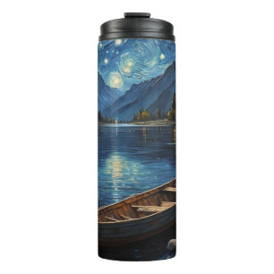 "Starlit Drift: Angeln unter dem Kosmos Thermosbecher