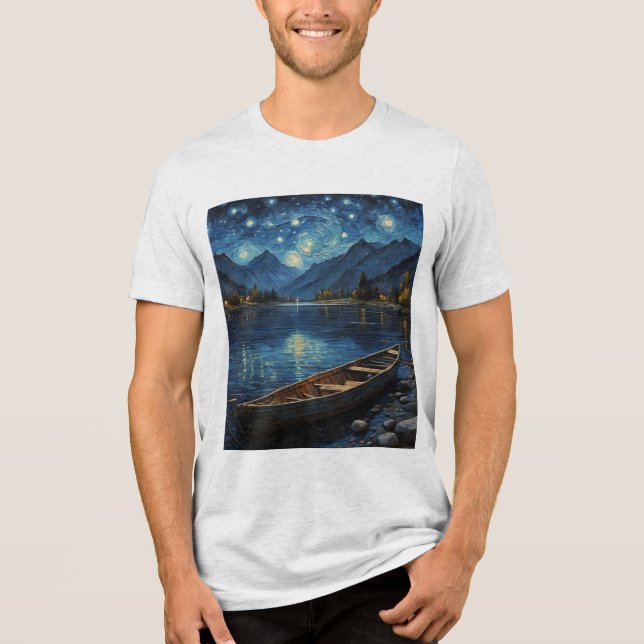 "Starlit Drift: Angeln unter dem Kosmos Tri-Blend Shirt (Vorderseite)