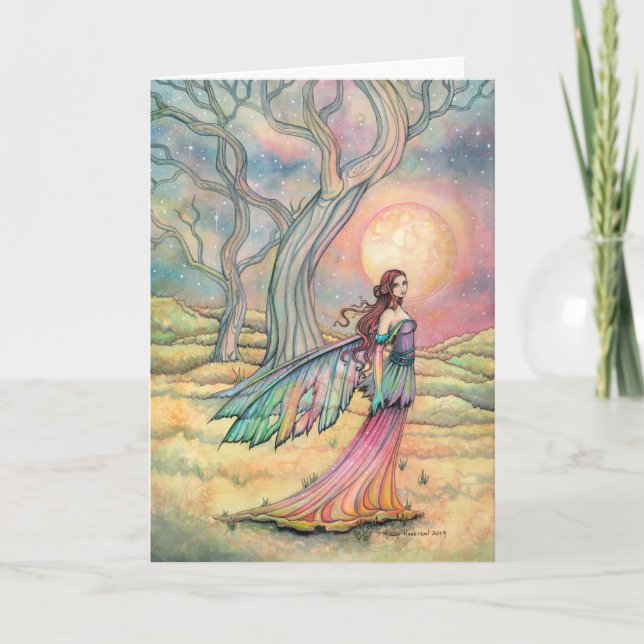 Starlit Dusk Fairy Card Illustration zur Aquarellf Karte (Vorderseite)