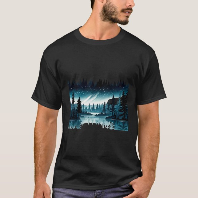 Starlit Forest Aurora borealis T-Shirt (Vorderseite)