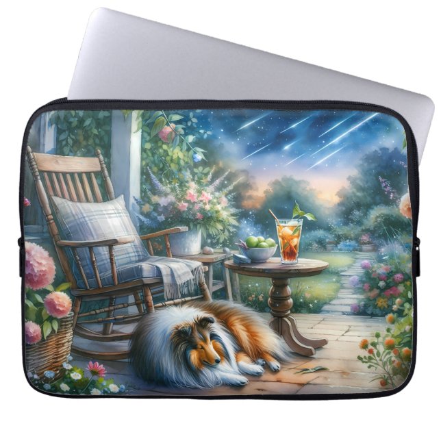 Starlit Garden Porch Sheltie Dream Laptopschutzhülle (Vorderseite)
