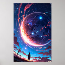 Starlit Horizon - Anime Space Poster