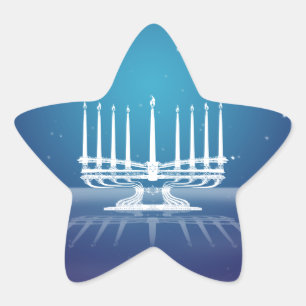 Starlit Menorah II Stern-Aufkleber
