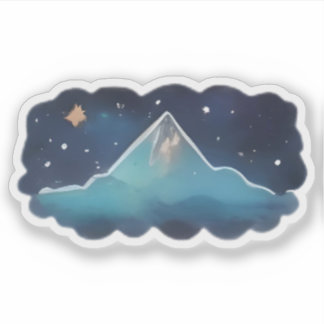 Starlit Mountain Reflektion Aufkleber