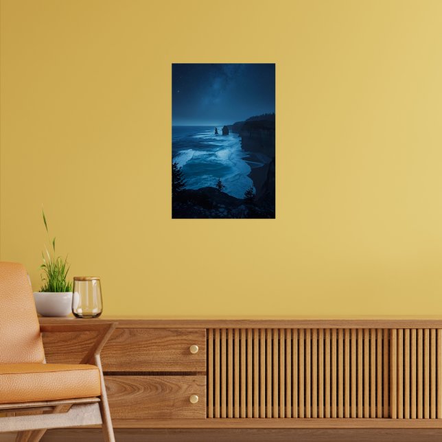 Starlit Ocean Cliffs - Milky Way Coast Nightscap Poster (Wohnzimmer 2)