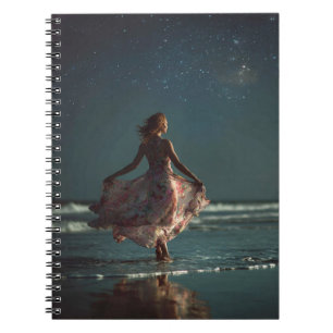Starlit Ocean Dance Flower Dress Art Notebook Notizblock