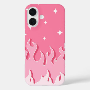 Starlit Pink Flames - Ästhetik Y2K iPhone 16 Hülle