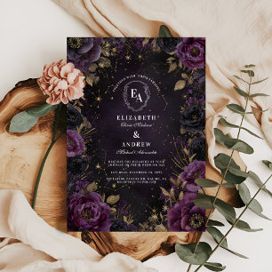 Starlit Plum und Gotische Hochzeit Einladung