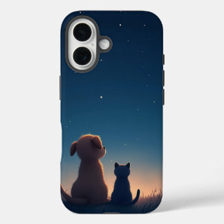 Starlit Puppy & Kitten iPhone 16 Fall Hülle