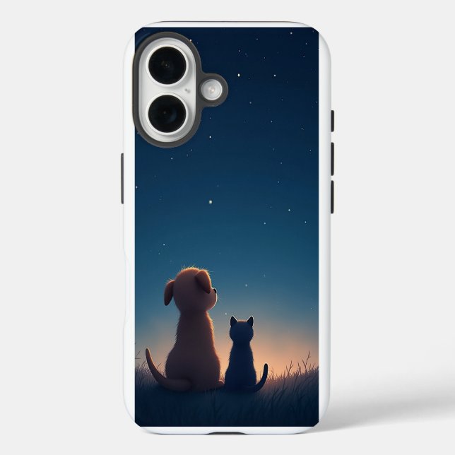 Starlit Puppy & Kitten iPhone 16 Fall iPhone 16 Hülle (Rückseite)