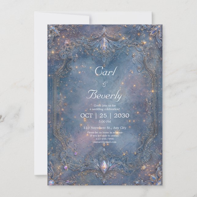 Starlit Sapphire Galaxy Faire-part de mariage (Devant)