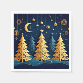 Starlit Tree Dream – Golden Whimsy Serviette