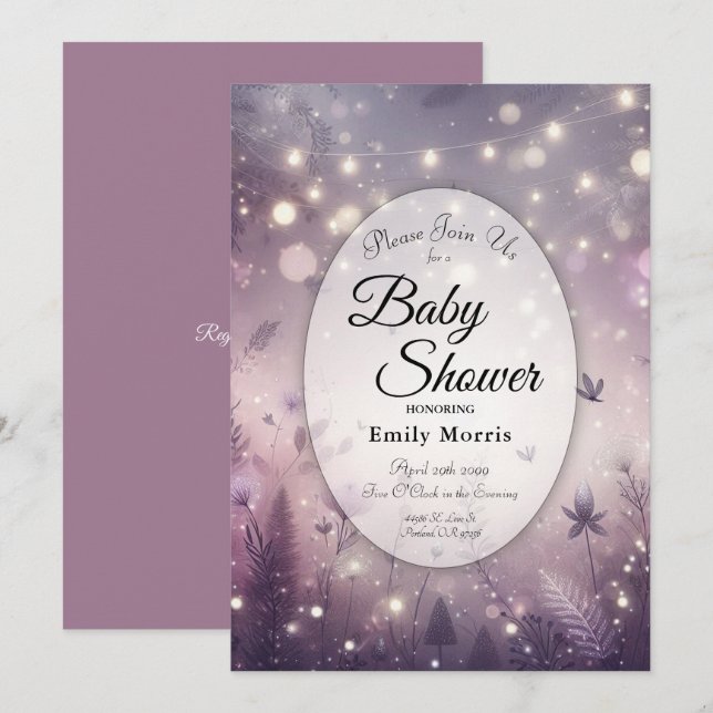Starlit Verzauberung in Bloom Baby Dusche Einladung (Vorne/Hinten)