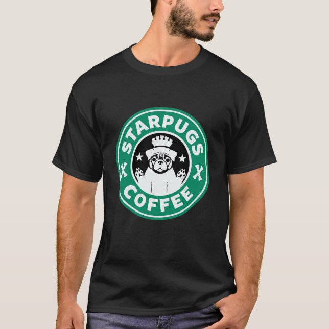 Starpugs Kaffee Funny Mops T-Shirt (Vorderseite)