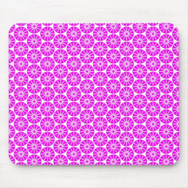 Starrad Muster - Magenta auf Weiß Mousepad (Vorne)