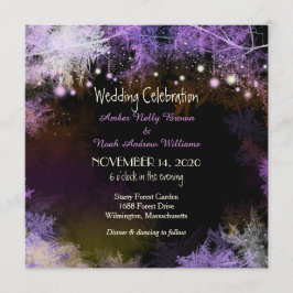 Starry Abend Forest Lila Hochzeitseinladung Einladung
