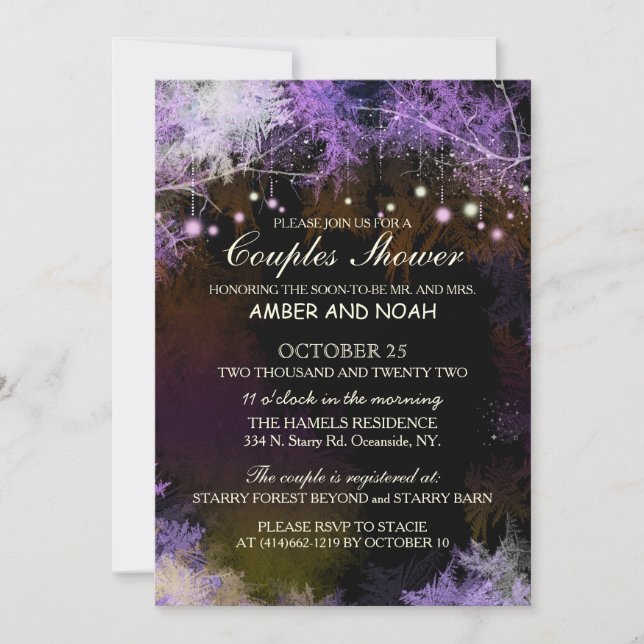 Starry Abend Forest Wedding Couples Dusche Einladung (Vorderseite)