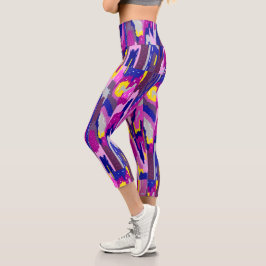 Starry Abstrakt in Purples Capri Leggings