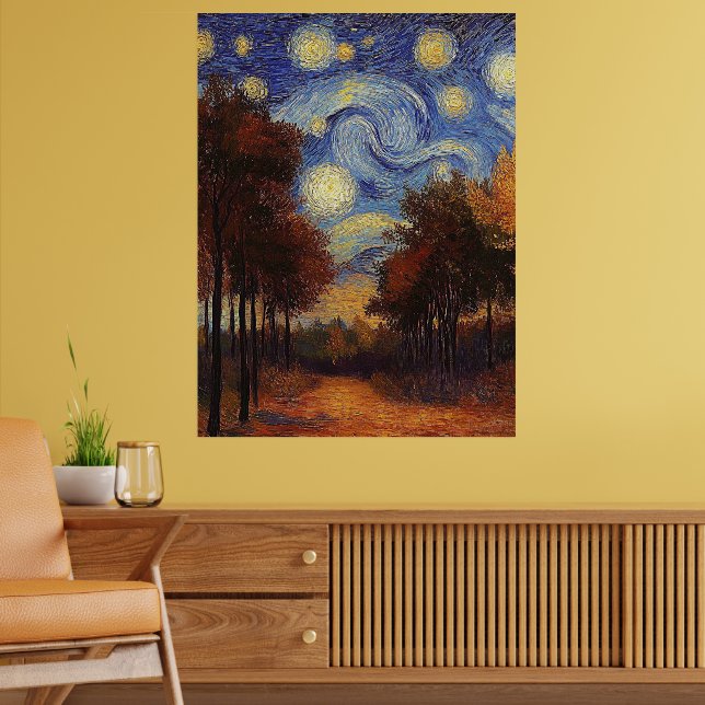 Starry Autumn Path - Affiche de style impressionni (Salon 2)