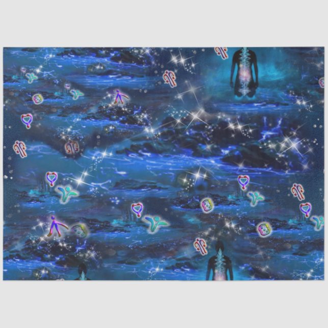 Starry Bioluminescence Wasserfälle Seidenpapier (Vorderseite)