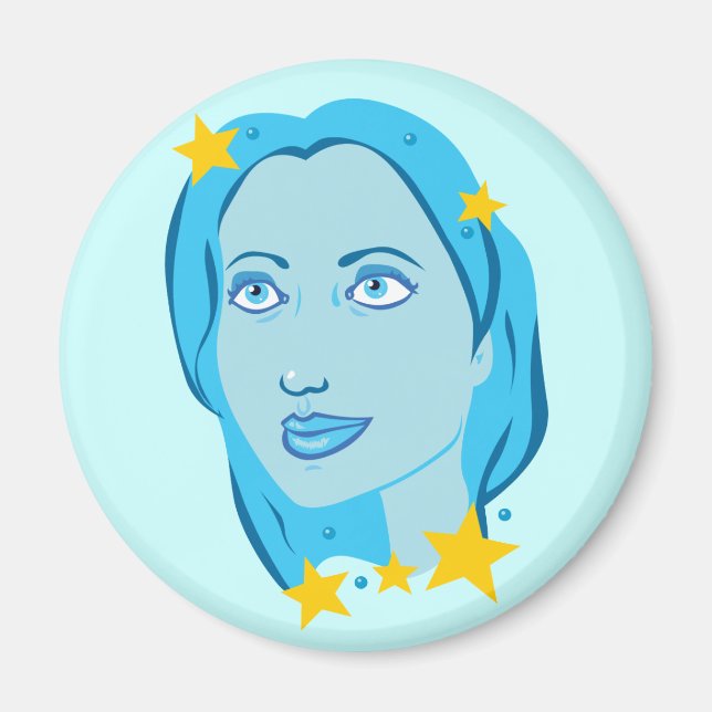 Starry Blue Girl Magnet (Vorne)