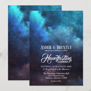 Starry Blue Nebel Modernes Wicca Handfasten Einladung