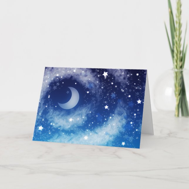 Starry Blue Night Sky Karte (Vorderseite)