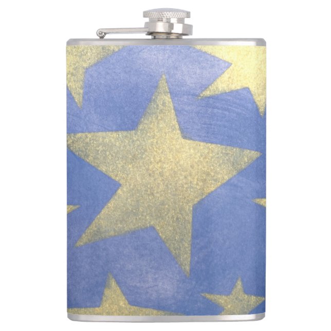 Starry Blue und Gold Flask Flachmann (Vorderseite)