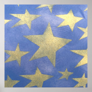 Starry Blue und Gold Poster