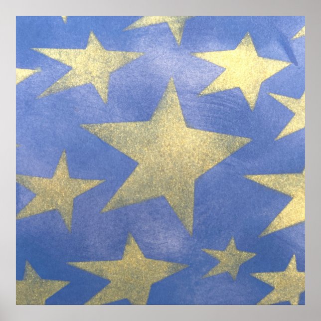 Starry Blue und Gold Poster (Vorne)