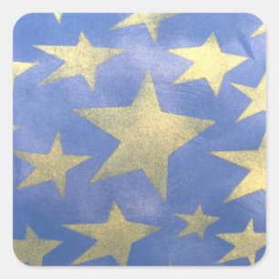 Starry Blue und Gold Quadratischer Aufkleber