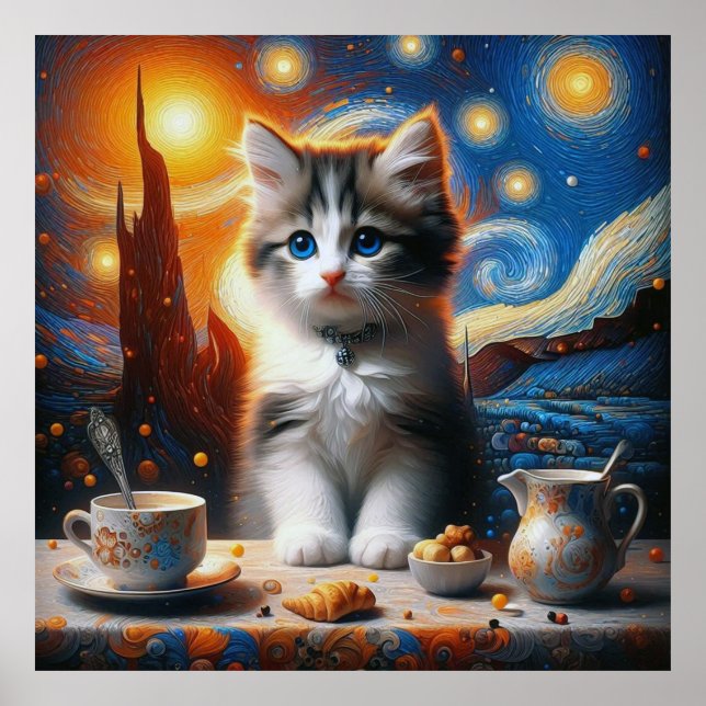 Starry Cat Liebe Poster (Vorne)