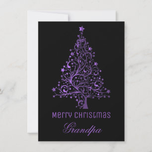 Starry Christmas Tree Black Lila Metallic Look Feiertagskarte