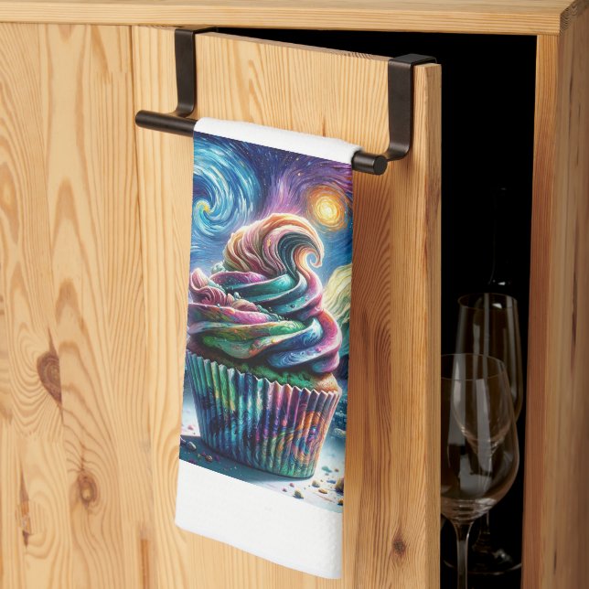 Starry Confection: Van Gogh Inspiriert Küchentuch (Drittel gefaltet)