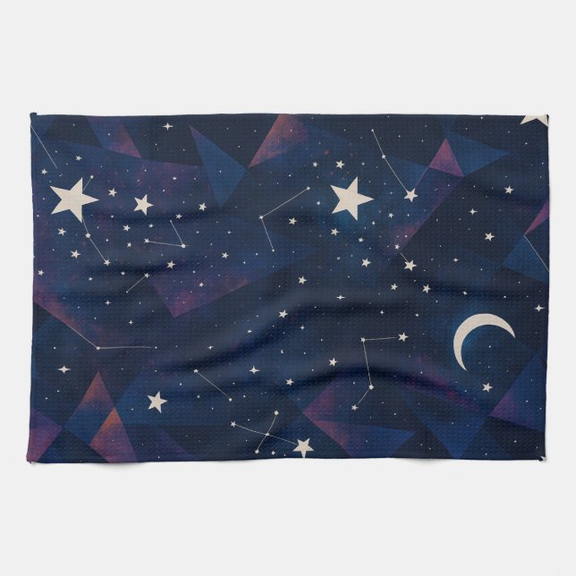 Starry Constellation Sky - HimmelsNachtmuster Geschirrtuch (Horizontal)
