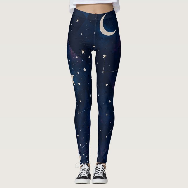 Starry Constellation Sky - HimmelsNachtmuster Leggings (Vorderseite)