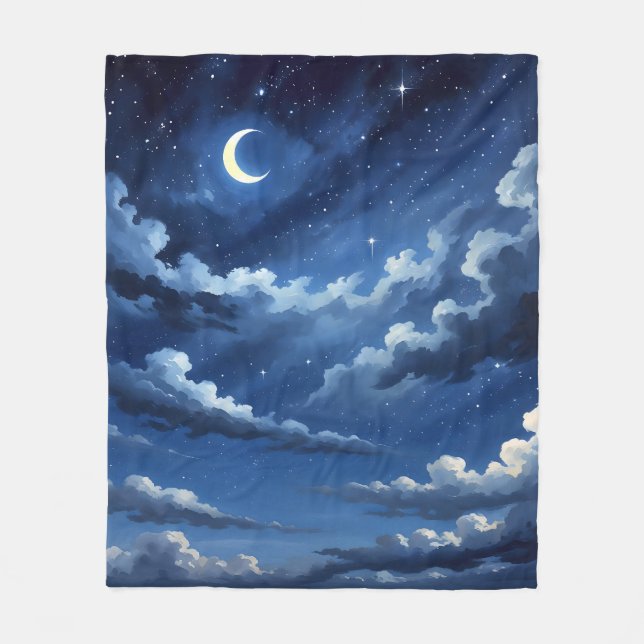 Starry Crescent Sky Fleecedecke (Vorderseite)