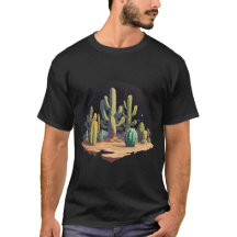 Starry Desert Oasis - Cacti Night Sky
