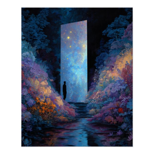 Starry Dream Gateway Purple Blue Fantasy Art Poster (Vorderseite)