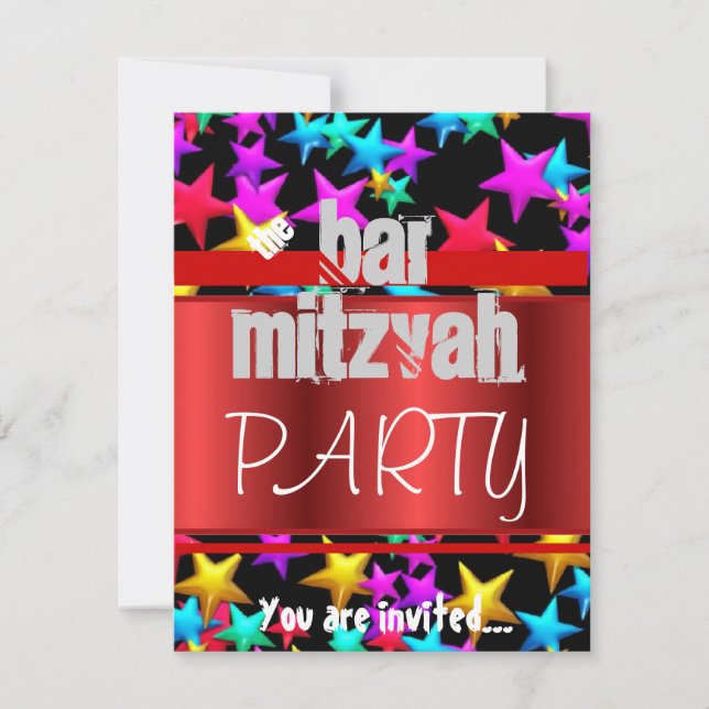 Starry Feier Bat Mitzvah Bar Mitzvah Party Einladung (Vorderseite)