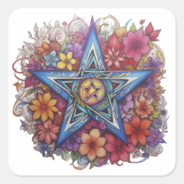 Starry Floral Radiance Quadratischer Aufkleber