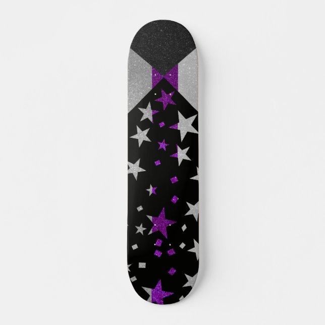 Starry Gay Pride Flag Funkelnd Demisexual Glitzer Skateboard (Vorne)