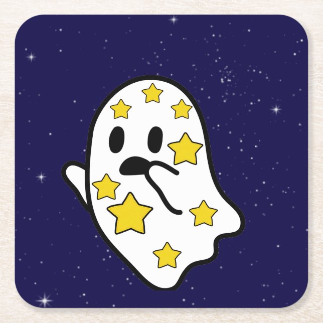 Starry Ghost im Weltraum verloren Rechteckiger Pappuntersetzer (Vorderseite)