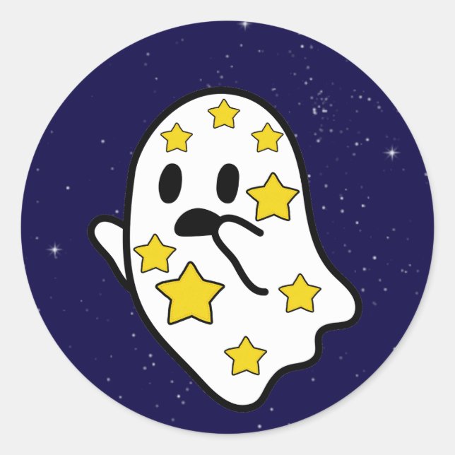 Starry Ghost im Weltraum verloren Runder Aufkleber (Vorderseite)