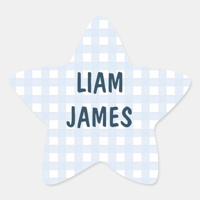 Starry Gingham Baby Boy Envelope Sticker (Vorderseite)