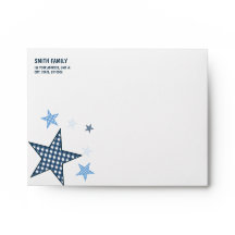 Starry Gingham Baby Boy Personalized Envelope
