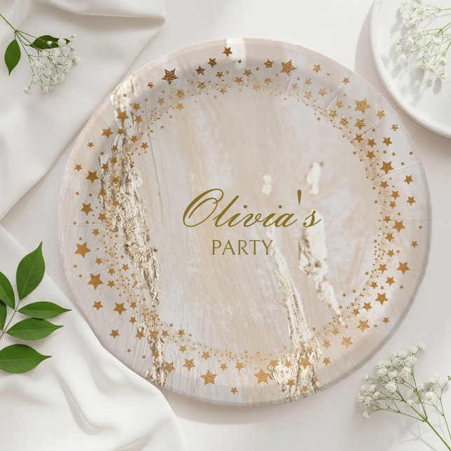 Starry Gold Disposable Plates Pappteller (Von Creator hochgeladen)
