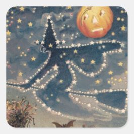 Starry Halloween Night Quadratischer Aufkleber